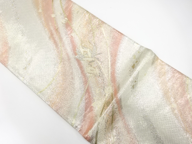 佐賀錦　流水に薔薇模様織り出し　袋帯